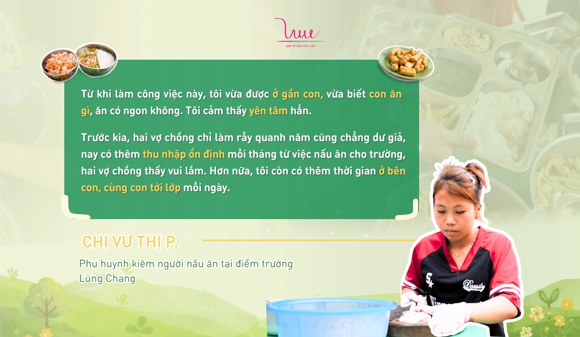 Những lời chia sẻ của cô Vừ Thị P - đầu bếp tại điểm trường Lũng Chang